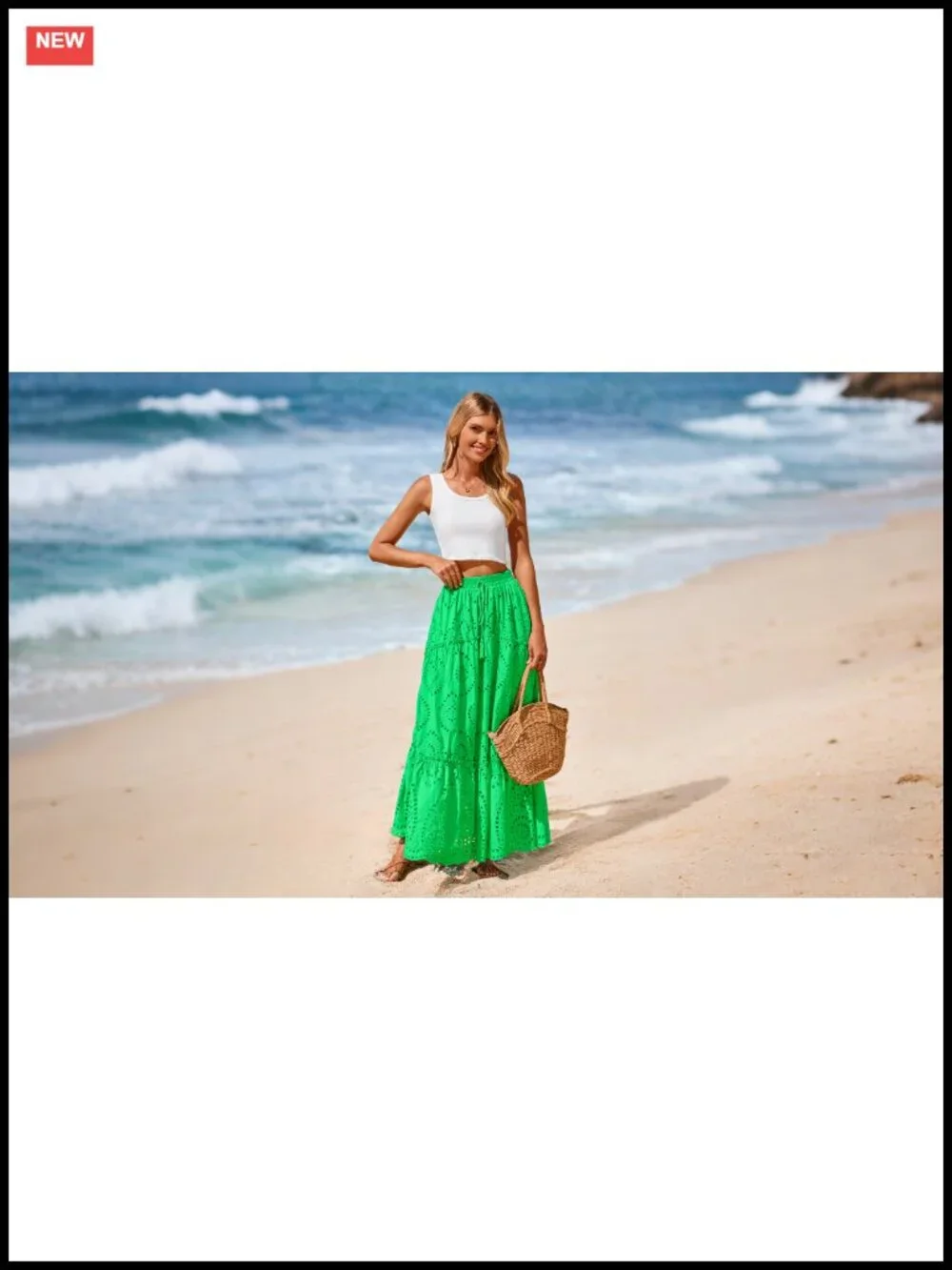 Women's Maxi Skirt Lace Embroidery High Waist Boho Flowy A-Line Summer Beach
